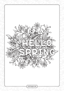 hello spring coloring page