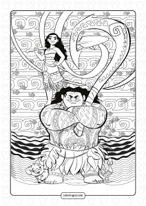 moana and maui coloring page