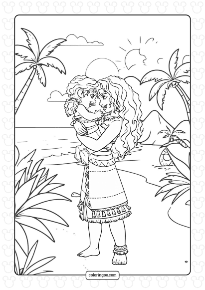 moana and sister simea coloring page