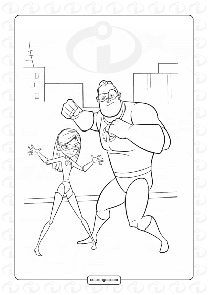 mr incredible and violet coloring page