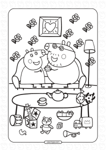 mummy pig and daddy pig drinking tea