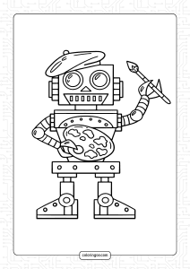 painter robot coloring page