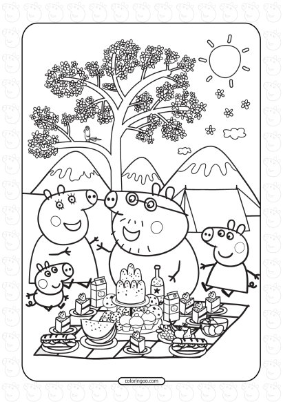 peppa and family having a picnic