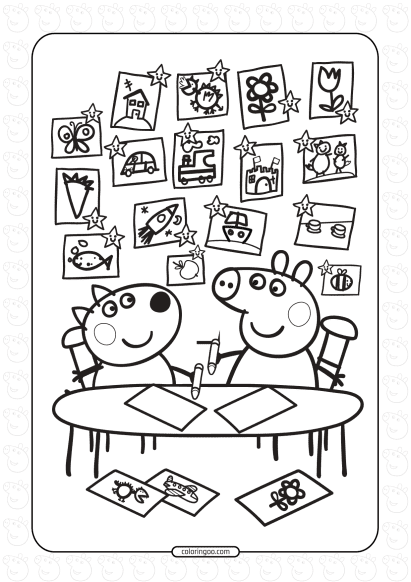 peppa and friend drawing pictures