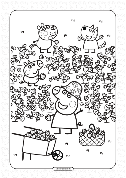 peppa and george picking strawberries