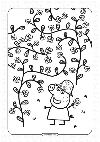 peppa picking flowers in a garden