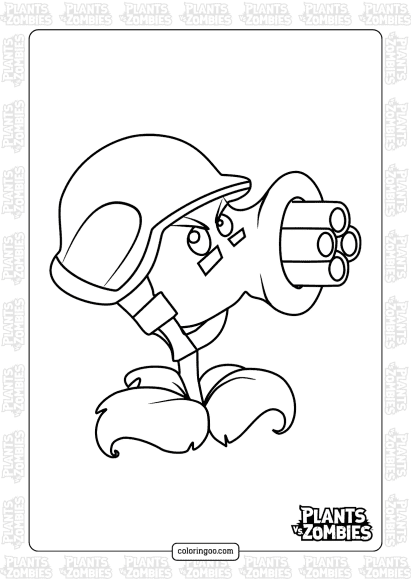 plants vs zombies gatling pea coloring page