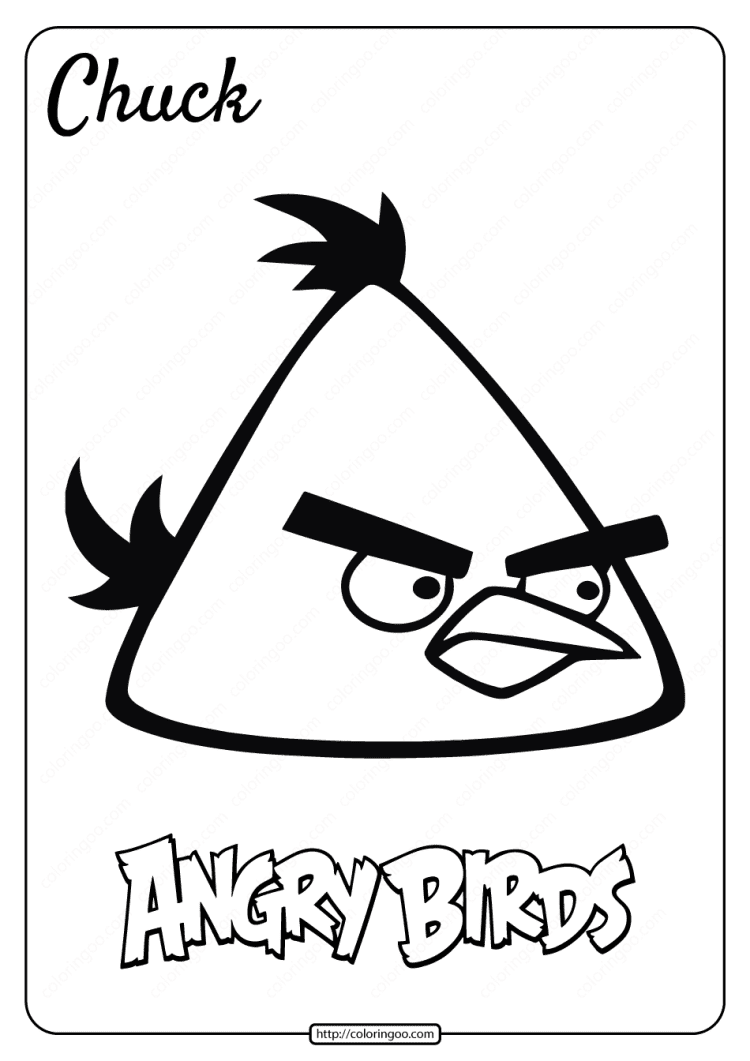 printable angry birds chuck pdf coloring page