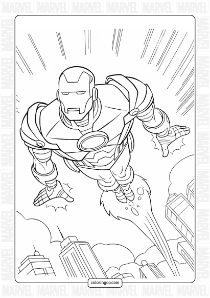 superhero iron man coloring page